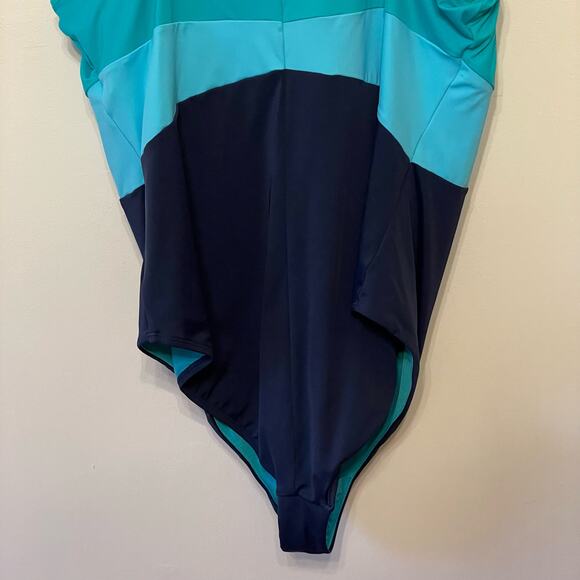 NWT Swimsuits For All 22 blue stripe one piece beach vacation travel ocean pool - Picture 8 of 8
